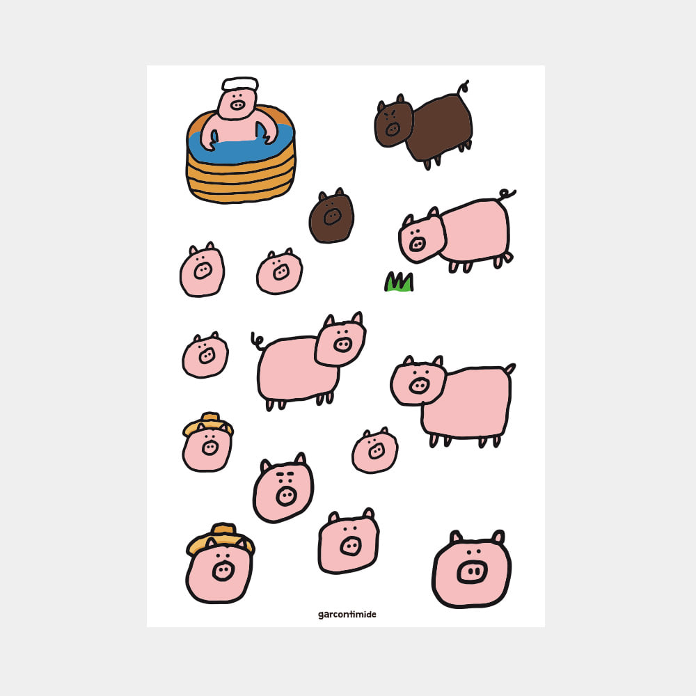 돼지마을 리무버블 스티커